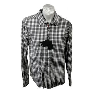 Mens Shirt Bugatchi Umo XXL Grey Black White New Tags